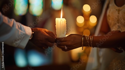  Godparents Lighting Baptismal Candle
 photo