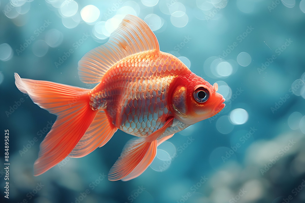 Orange Goldfish in Blue Water Orange Goldfish in Blue Water