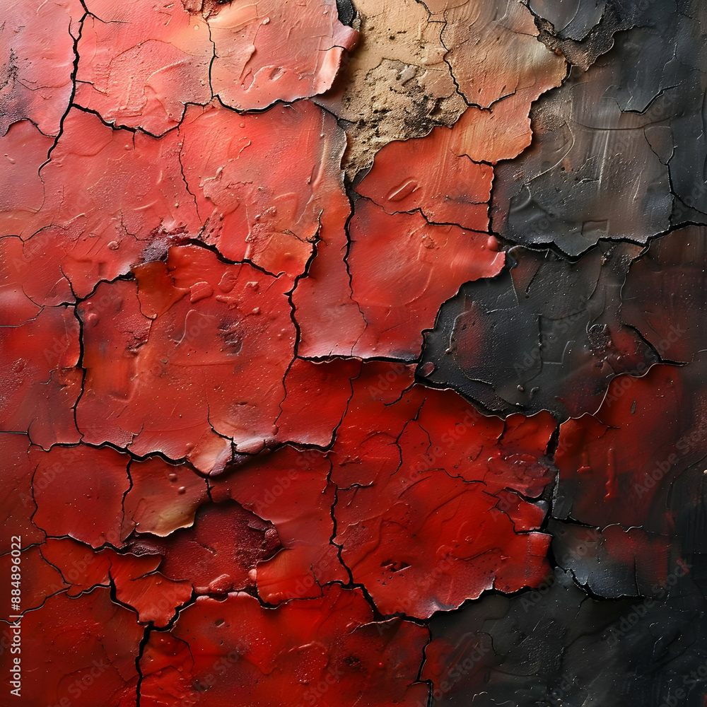 Cracked Red and Black Abstract Art Cracked Red and Black Abstract Art