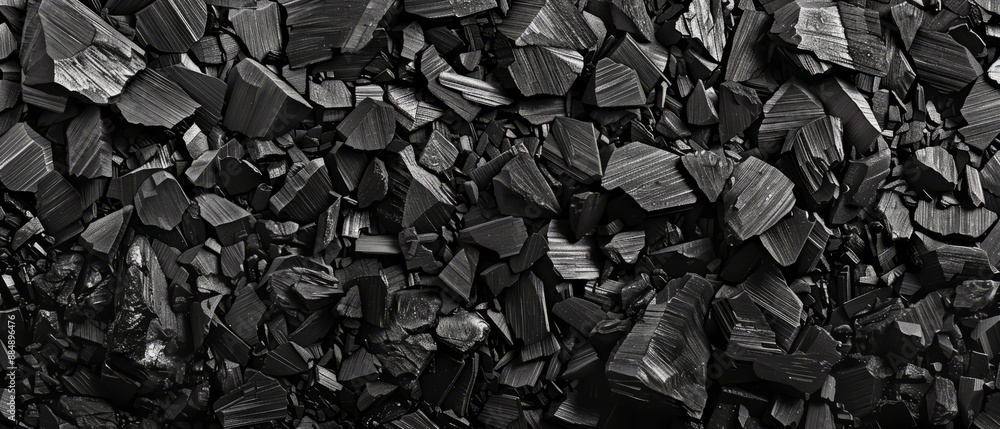 Panoramic close-up, high detail scan of crushed charcoal texture, Generative AI Panoramic close-up, high detail scan of crushed charcoal texture, Generative AI