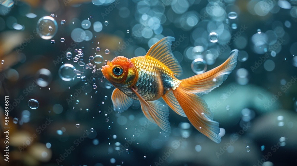Goldfish Swimming in Aquarium Goldfish Swimming in Aquarium