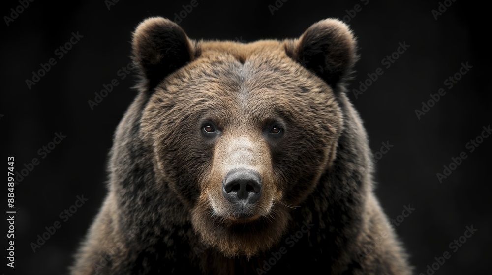A close-up portrait of a bear with deep, soulful eyes, set against a dark, focused background. A close-up portrait of a bear with deep, soulful eyes, set against a dark, focused background.