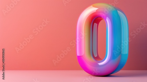 A cute colorful number 0 with a shadow on a plain background, sharp and clear, 3D Pixar animation, cartoon style, hyper-realistic, Ultra HD, Disney style, Cinema 4D, 4K resolution, space above for photo