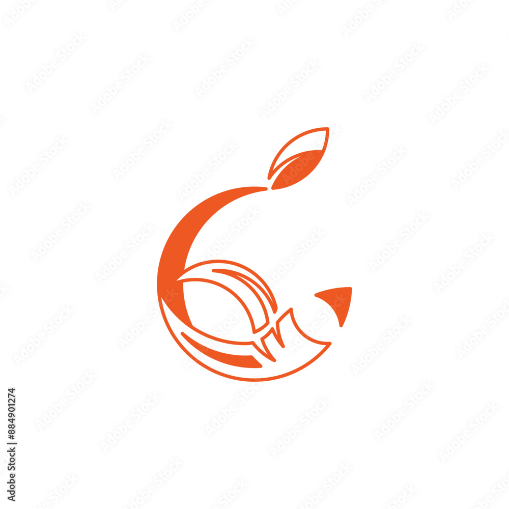 Fototapeta premium Abstract Logo Combining Shark and Orange Elements