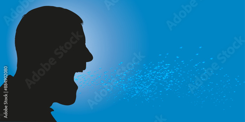 Symbole de l’hygiène et de la propagation des épidémies avec un homme qui éternue sans se protéger.