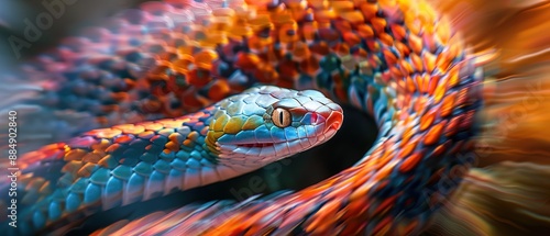 Wallpaper Mural Colorful Speeding Snake, speed motion  Torontodigital.ca