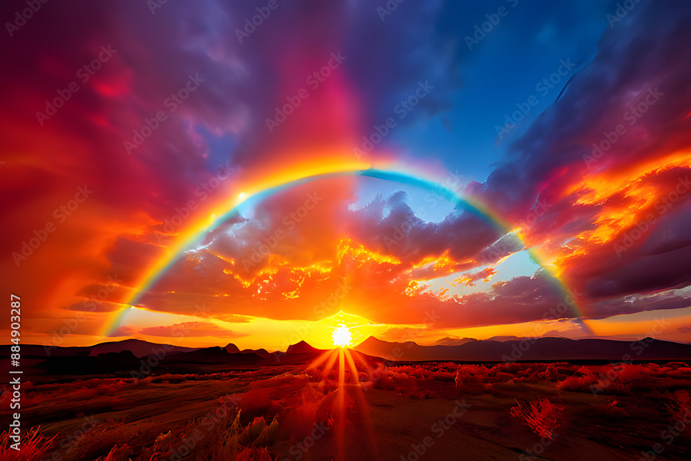 Obraz premium rainbow over the mountains