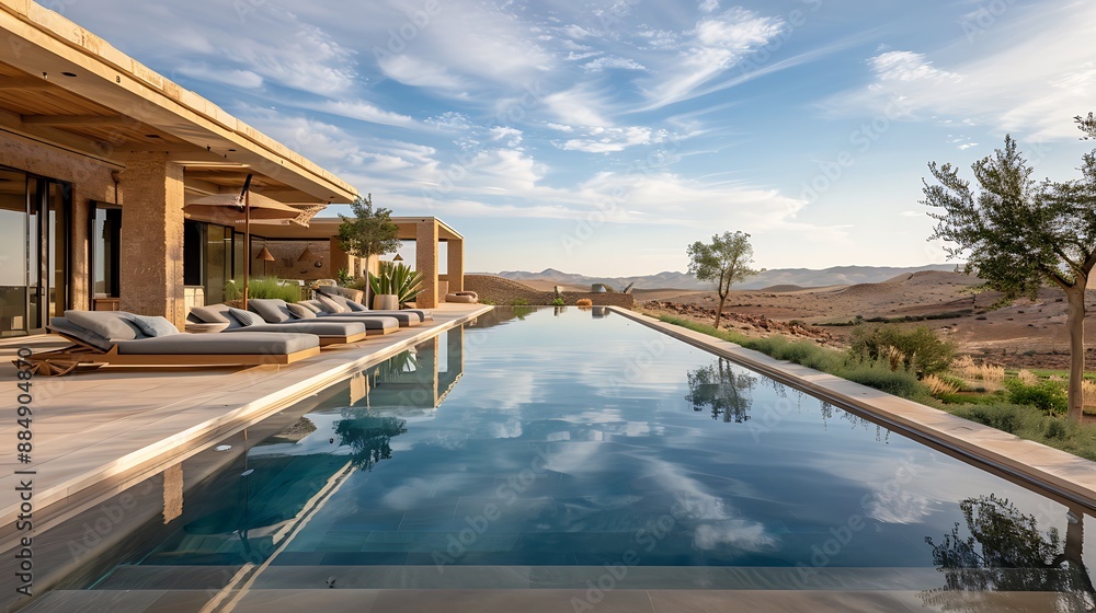 Fototapeta premium Luxury Villa with Infinity Pool and Desert Views