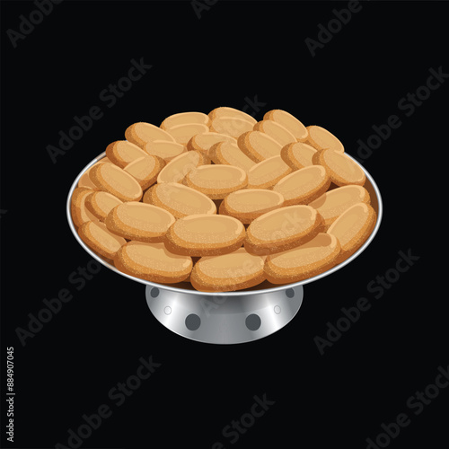 A Vector  illustration of A Vector illustration_of Tangail pora barir chomchom, sweets bowl
