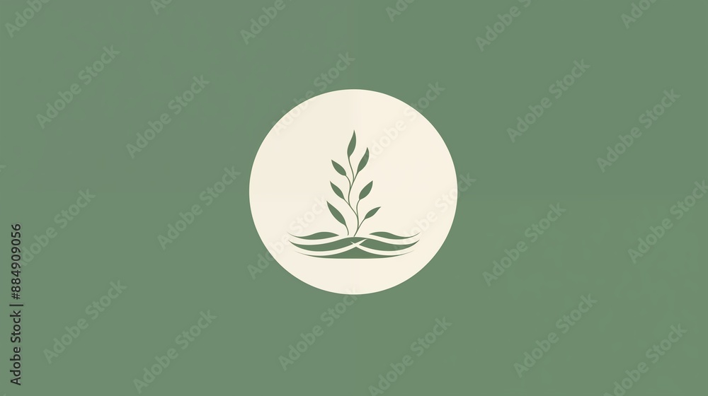 Minimalist Nature-Inspired Logo with Green Plant Silhouette on White Background Minimalist Nature-Inspired Logo with Green Plant Silhouette on White Background