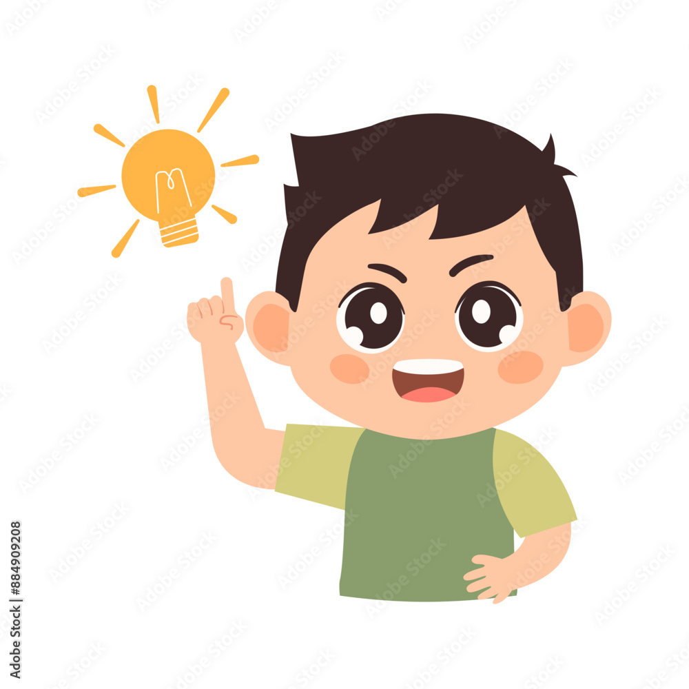Smart kid raising hand illustration Smart kid raising hand illustration