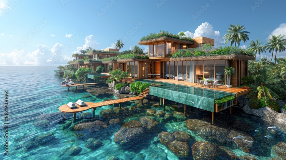 Obraz premium Luxury Waterfront Villa with Infinity Pool