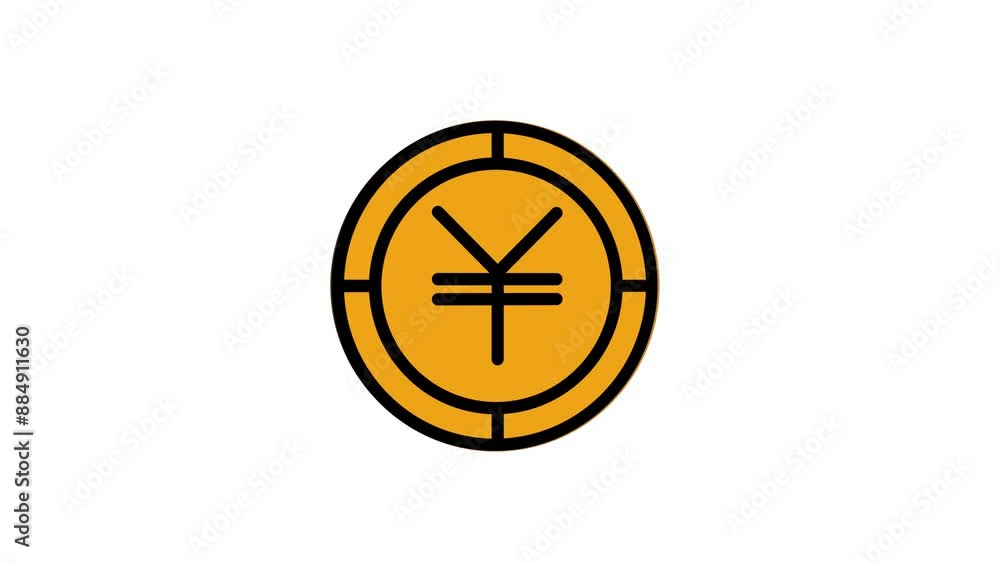 Yen coins rotating motion on a white background, suitable for intro animations Yen coins rotating motion on a white background, suitable for intro animations