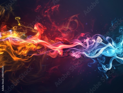 Abstract Swirling Smoke in Vivid Colors