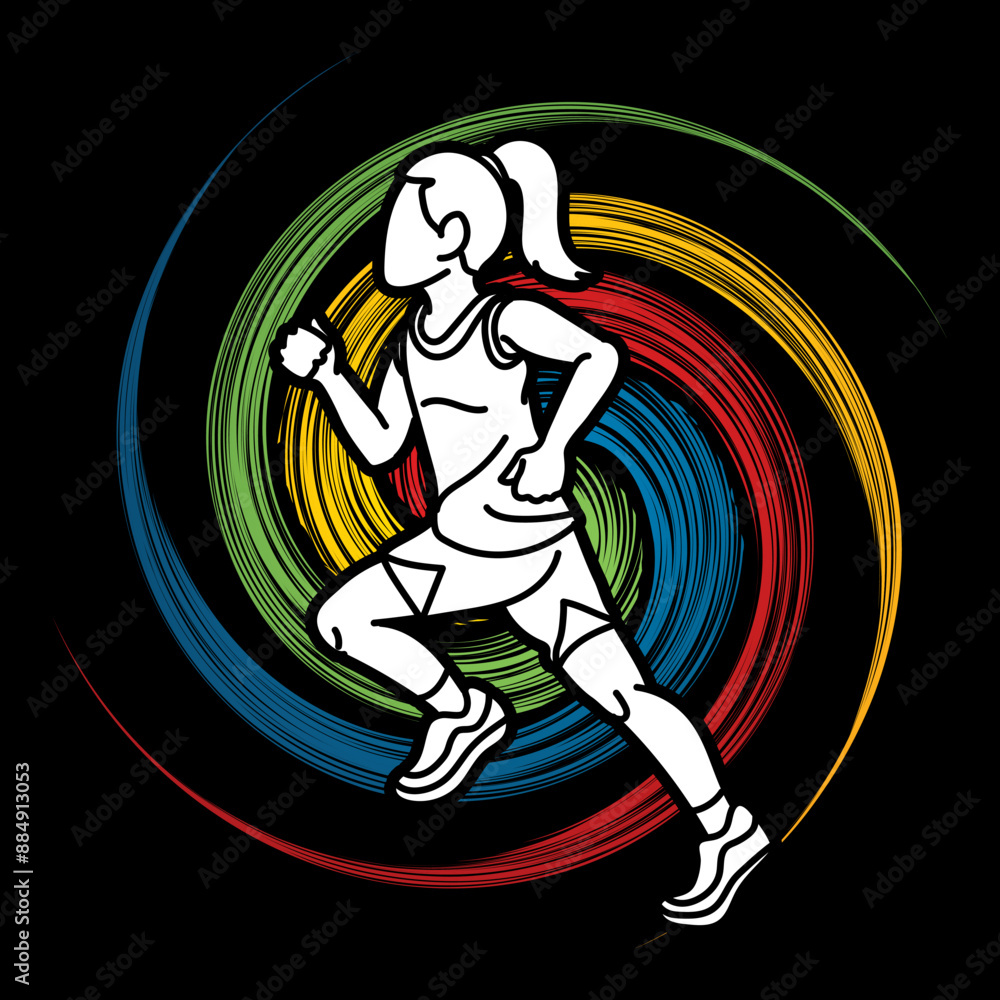A Girl Running A Child Run Action Cartoon Sport Graphic Vector A Girl Running A Child Run Action Cartoon Sport Graphic Vector
