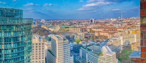 Picturesque Scenic Daytime Berlin Cityscape with Television Tower and Red Town Hall Known as Rotes Rathaus on Alexanderplatz in Germany