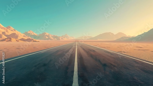 Empty Road Leading to Mountainous Horizon