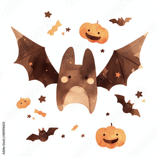 cute Halloween bat isolated...