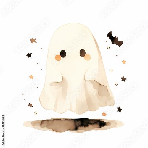 cute Halloween ghost isolat...