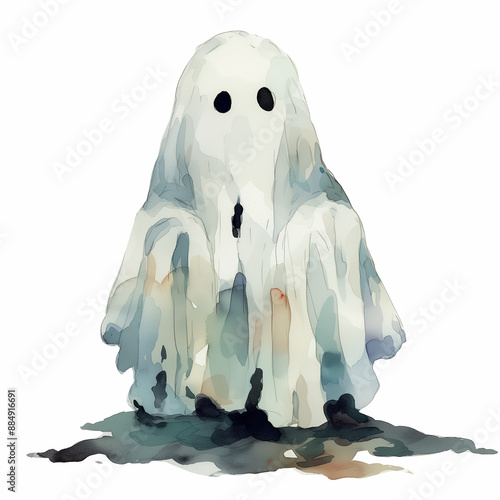 cute Halloween ghost isolat...
