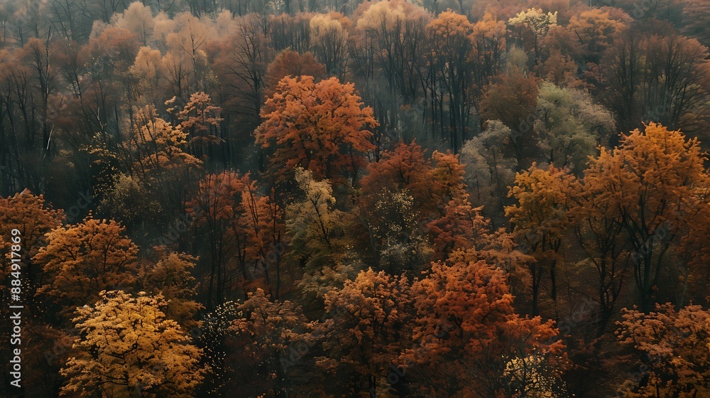 Autumnal Forest with Golden and Green Trees Autumnal Forest with Golden and Green Trees