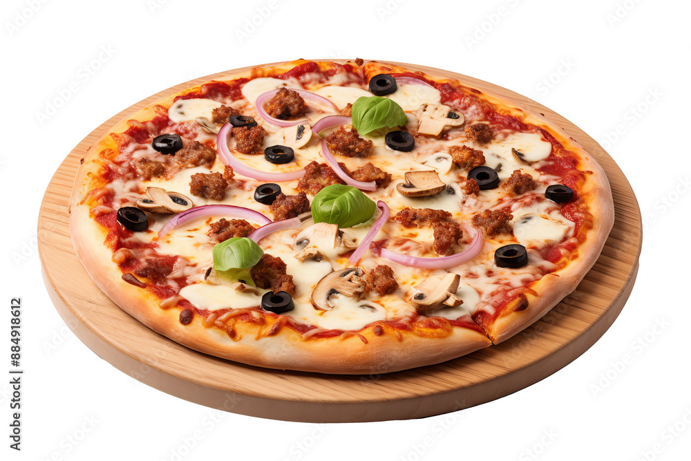 Delicious pizza PNG with transparent background featuring classic pepperoni, melted cheese, and fresh toppings ideal for food design projects, menus, and marketing materials Delicious pizza PNG with transparent background featuring classic pepperoni, melted cheese, and fresh toppings ideal for food design projects, menus, and marketing materials