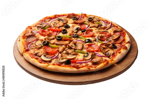 Delicious pizza PNG with transparent background featuring classic pepperoni, melted cheese, and fresh toppings ideal for food design projects, menus, and marketing materials