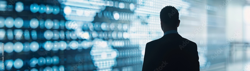 Silhouetted against a global map, a manager reviews logistics data, symbolizing the global reach of supply chain networks, with space for copy. Silhouetted against a global map, a manager reviews logistics data, symbolizing the global reach of supply chain networks, with space for copy.
