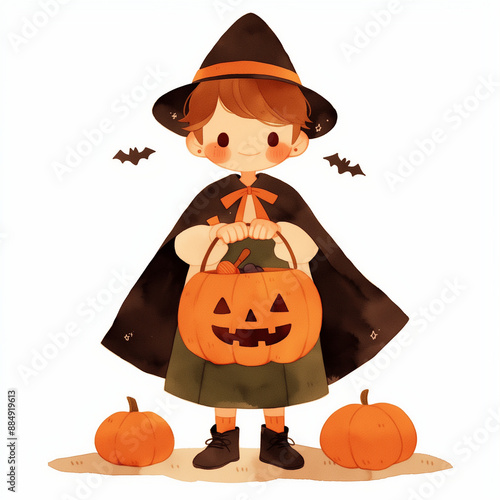 cute child in Halloween cos...