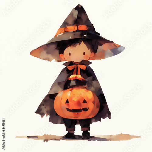 cute child in Halloween cos...