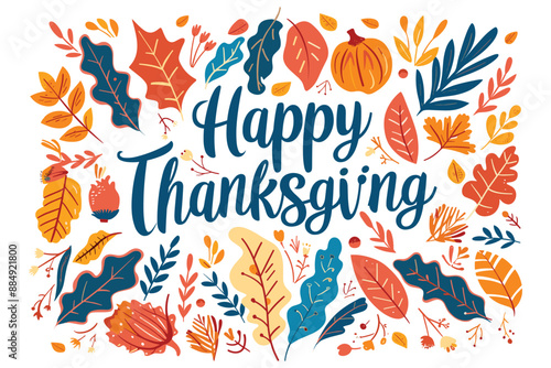 Beautiful happy thanksgiving day background and typography, Autumn happy thanksgiving day background with stylish typography, Elegant happy thanksgiving day background with typography design, Vector i