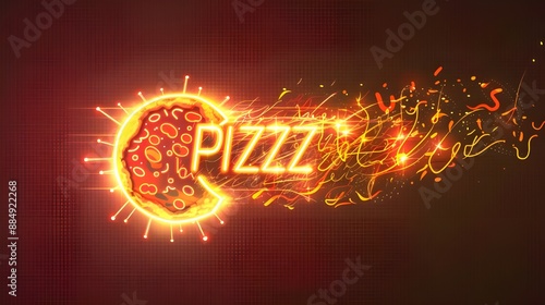 Vector realistic isolated neon sign of Fast Food photo