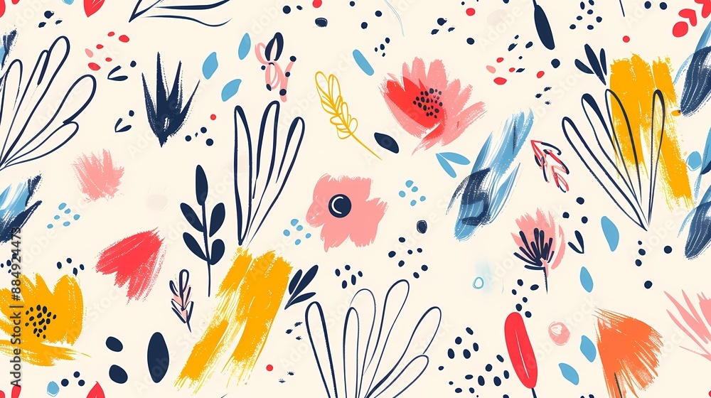 Creative combination of colorful abstract patterns and cartoon elements Creative combination of colorful abstract patterns and cartoon elements