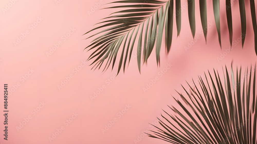 palm leaves on a salmon colored background palm leaves on a salmon colored background