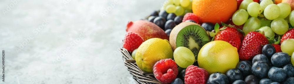 Fresh fruits rich in fiber, diverse assortment, healthy lifestyle concept Fresh fruits rich in fiber, diverse assortment, healthy lifestyle concept