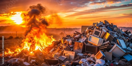 Burning E-Waste at Sunset