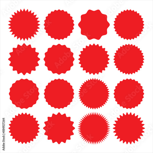 Starburst sale price stickers and labels, star and rosette, sunburst, callout and splash, stamp and tag badges. Starburst  icon set.