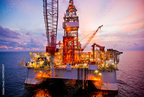 View of drilling rig in the Gulf of Mexico