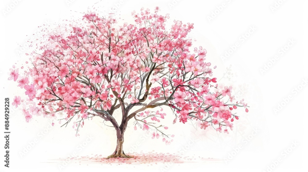watercolor illustration of a cherry blossom on white background watercolor illustration of a cherry blossom on white background