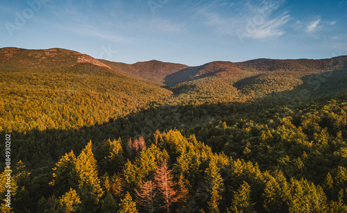 Tree covered mountains in Evans Notch on Maine New Hampshire border
