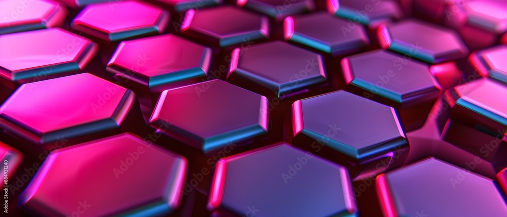 Close-up of a vibrant hexagonal pattern with pink and purple hues. The futuristic texture offers a modern and dynamic aesthetic. Close-up of a vibrant hexagonal pattern with pink and purple hues. The futuristic texture offers a modern and dynamic aesthetic.
