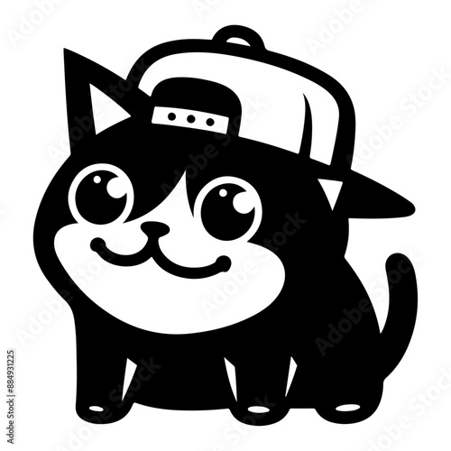 A black meme cat with funny face