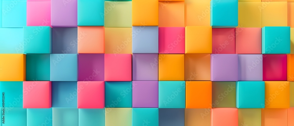 Colorful abstract geometric background with 3D cubes in various vibrant shades, creating a modern and playful visual art effect. Colorful abstract geometric background with 3D cubes in various vibrant shades, creating a modern and playful visual art effect.