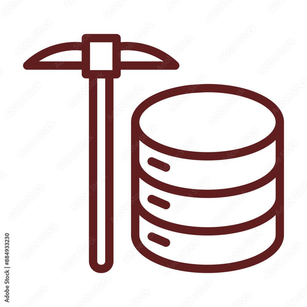 Data Mining Vector Line Maroon Icon Design Data Mining Vector Line Maroon Icon Design