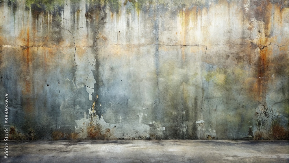 Obraz premium Wide background of a grungy concrete wall with painted textures, suitable for artistic and urban designs
