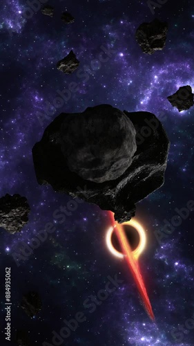 asteroid flies into a black hole