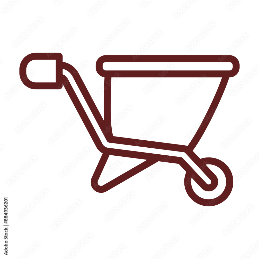 Wheelbarrow Vector Line Maroon Icon Design Wheelbarrow Vector Line Maroon Icon Design