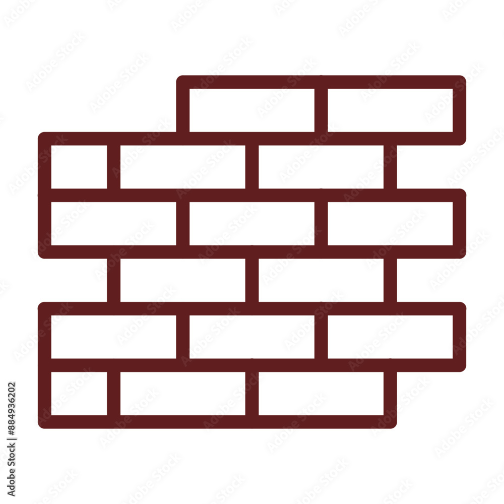 Brick wall Vector Line Maroon Icon Design Brick wall Vector Line Maroon Icon Design