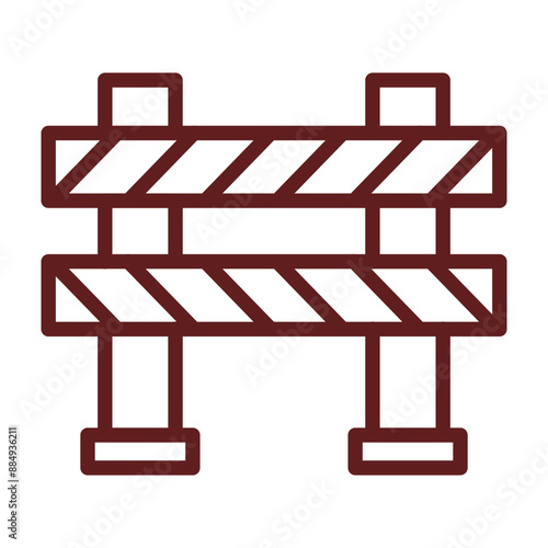 Barrier Vector Line Maroon Icon Design