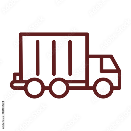 Dump Truck Vector Line Maroon Icon Design